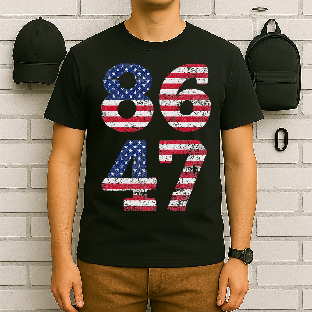 8647 Subtle Anti Trump Ironic Distressed Usa Flag T-Shirt