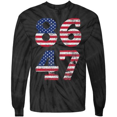 8647 Subtle Anti Trump Ironic Distressed Usa Flag Tie-Dye Long Sleeve Shirt