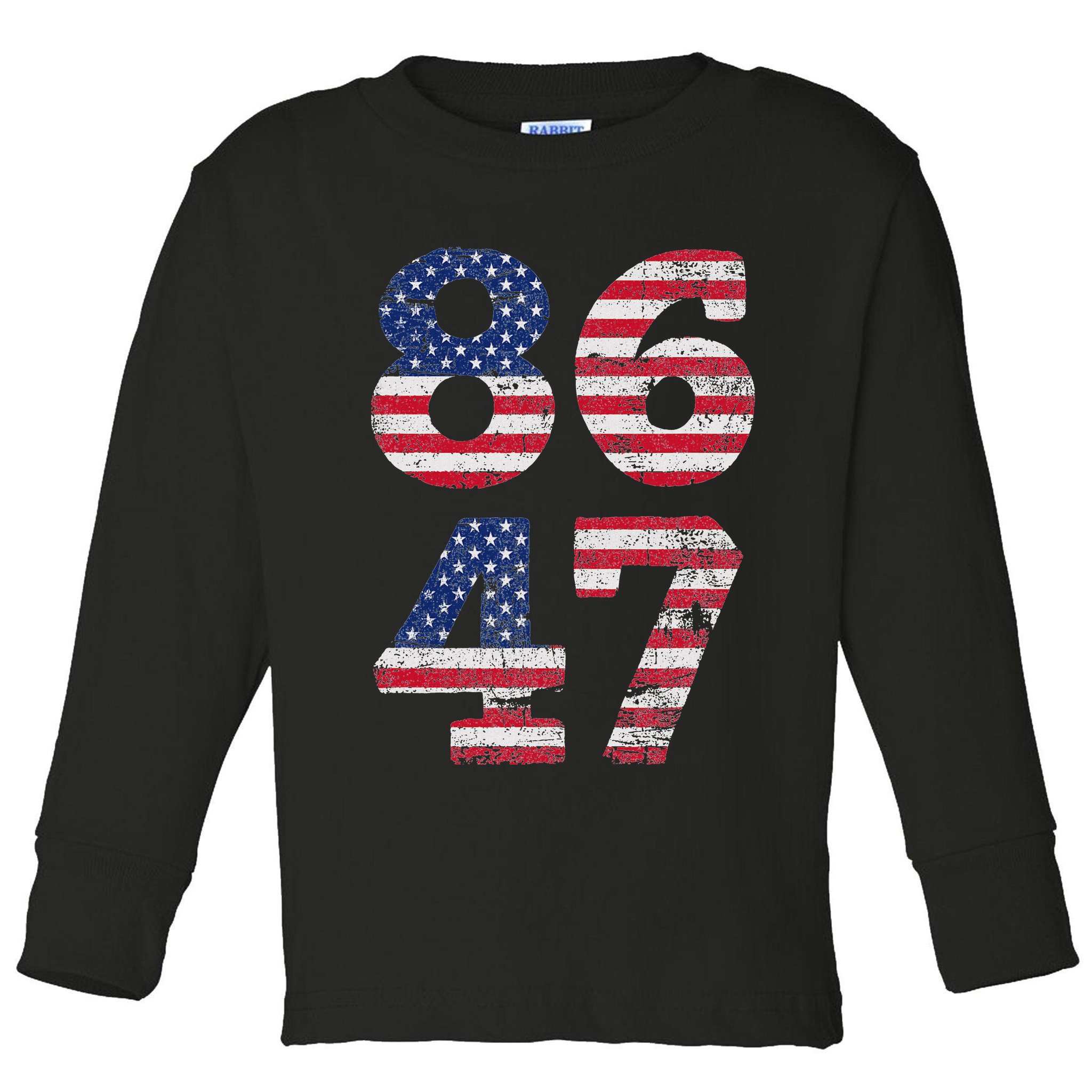 8647 Subtle Anti Trump Ironic Distressed Usa Flag Toddler Long Sleeve Shirt
