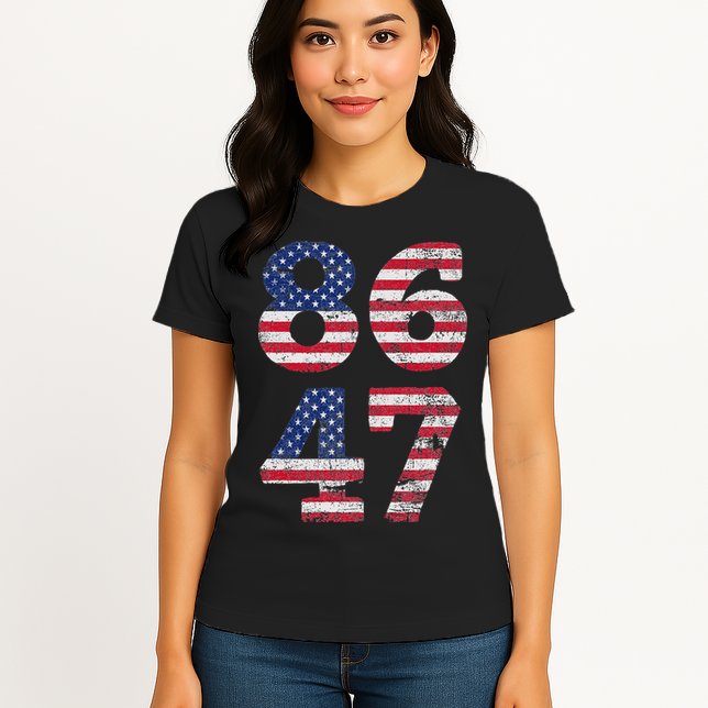 8647 Subtle Anti Trump Ironic Distressed Usa Flag Womens T-Shirt