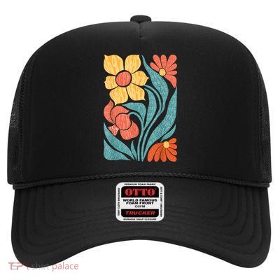8647 Subtle Anti Trump Floral Boho High Crown Mesh Back Trucker Hat