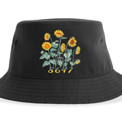 8647 Subtle Anti Trump 86 47 Sunflower Support Ukraine Sustainable Bucket Hat