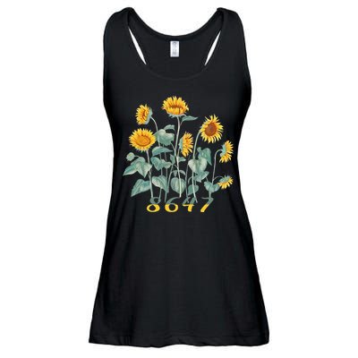 8647 Subtle Anti Trump 86 47 Sunflower Support Ukraine Ladies Essential Flowy Tank