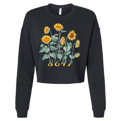 8647 Subtle Anti Trump 86 47 Sunflower Support Ukraine Cropped Pullover Crew