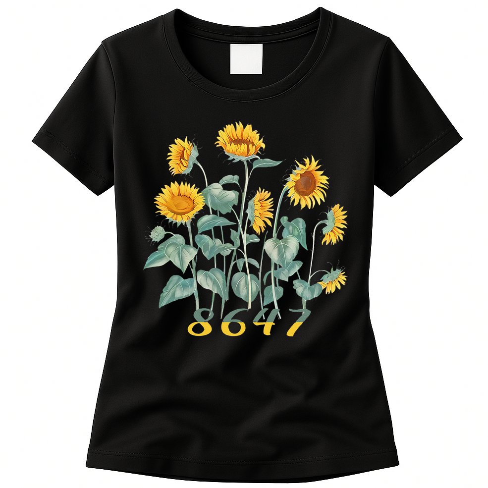 8647 Subtle Anti Trump 86 47 Sunflower Support Ukraine Womens T-Shirt