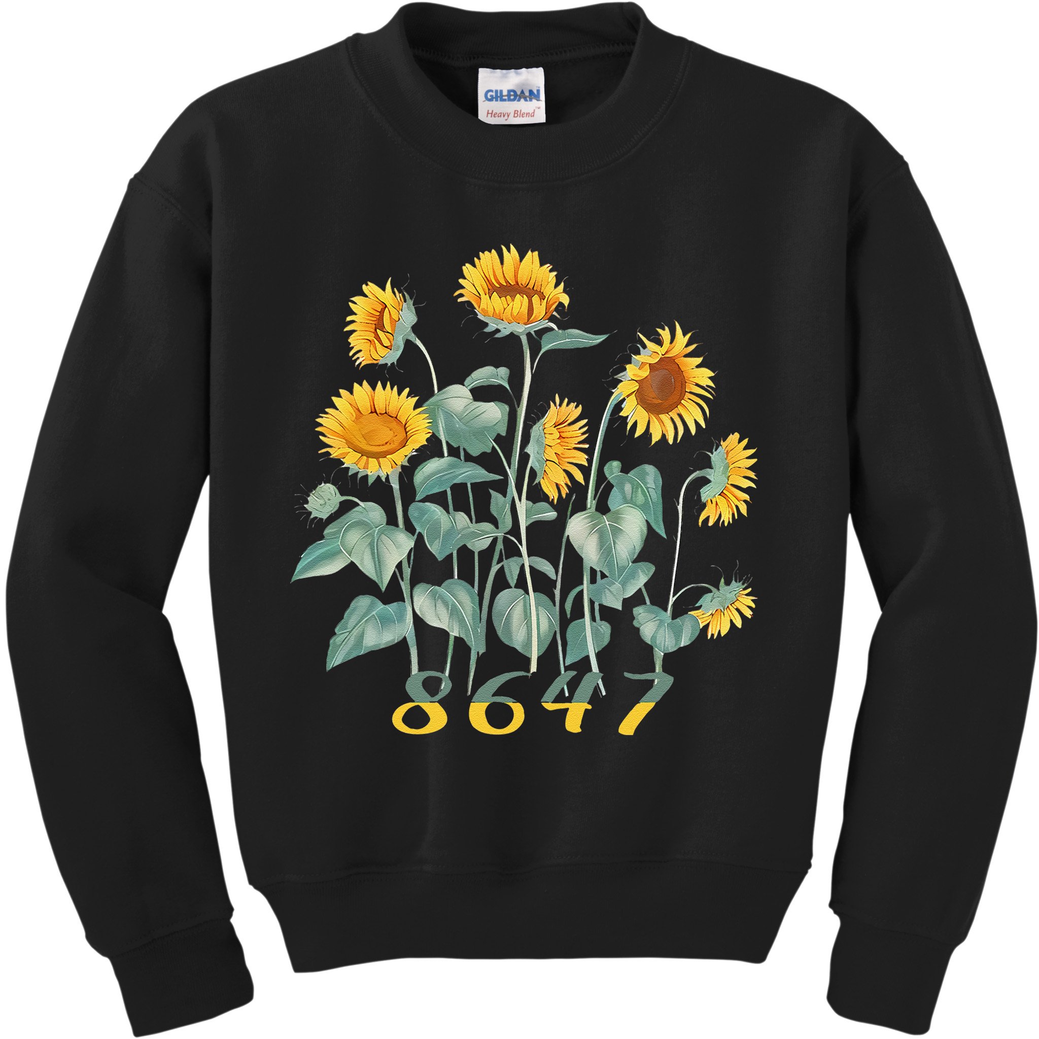 8647 Subtle Anti Trump 86 47 Sunflower Support Ukraine Kids Sweatshirt