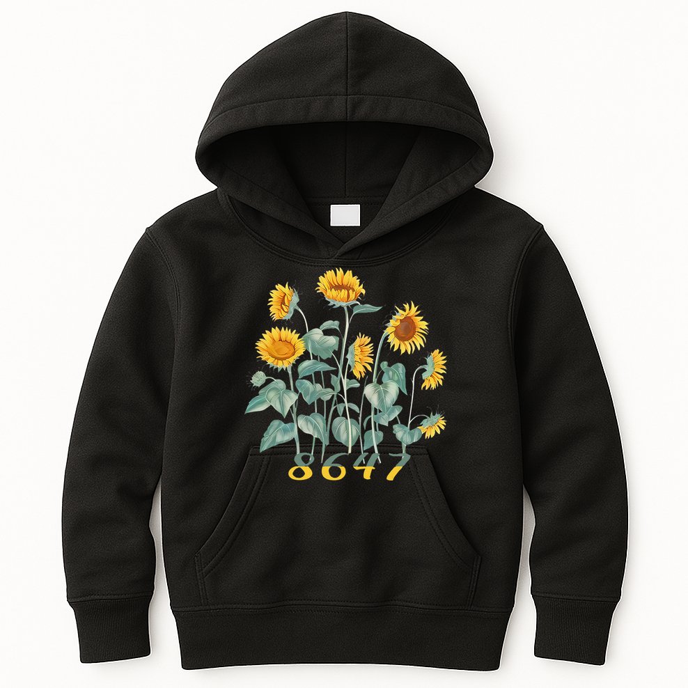 8647 Subtle Anti Trump 86 47 Sunflower Support Ukraine Kids Hoodie
