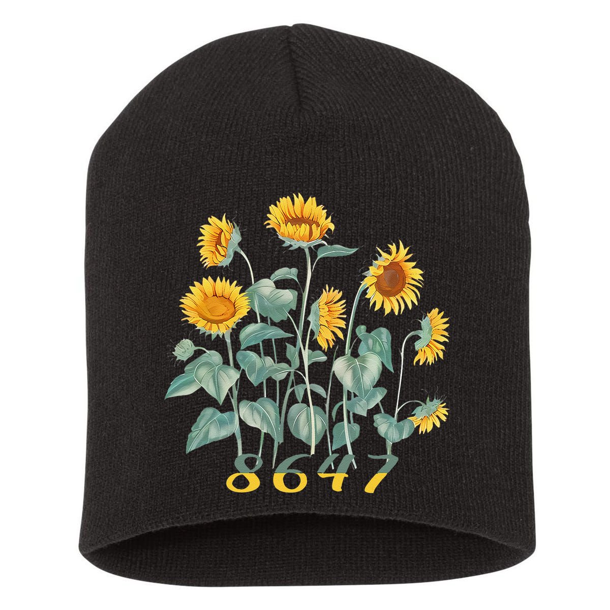8647 Subtle Anti Trump 86 47 Sunflower Support Ukraine Short Acrylic Beanie
