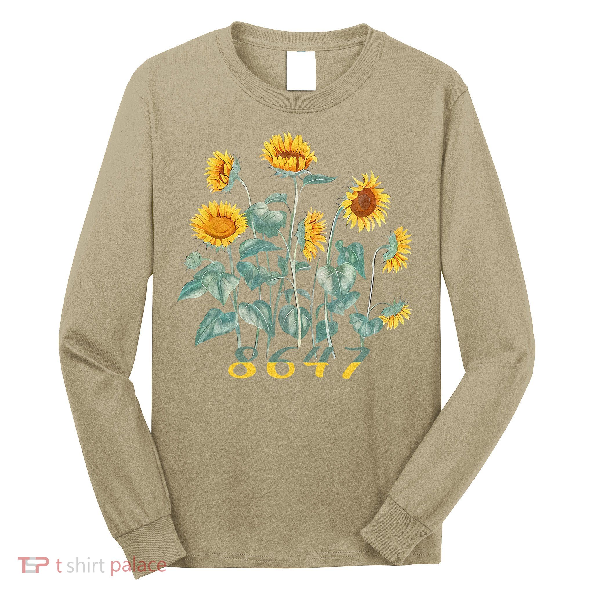 8647 Subtle Anti Trump 86 47 Sunflower Support Ukraine Long Sleeve Shirt
