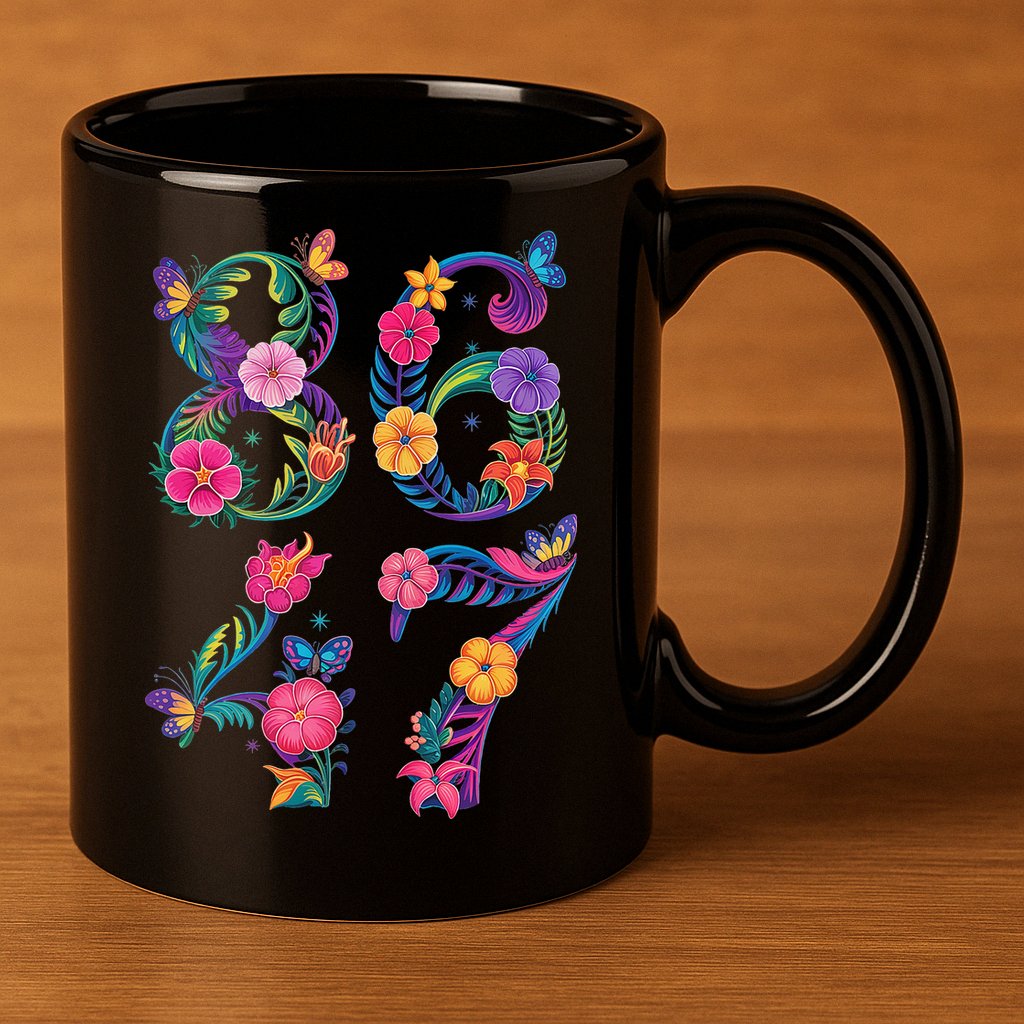 8647 Subtle Anti Trump 86 47 Floral Boho Style 11oz C Handle Ceramic Mug
