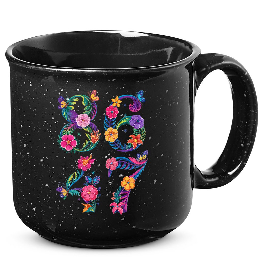 8647 Subtle Anti Trump 86 47 Floral Boho Style 15oz Campfire Ceramic Mug