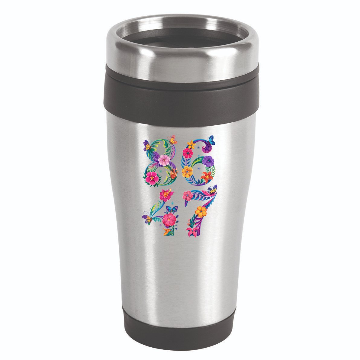 8647 Subtle Anti Trump 86 47 Floral Boho Style 16oz Travel Tumbler