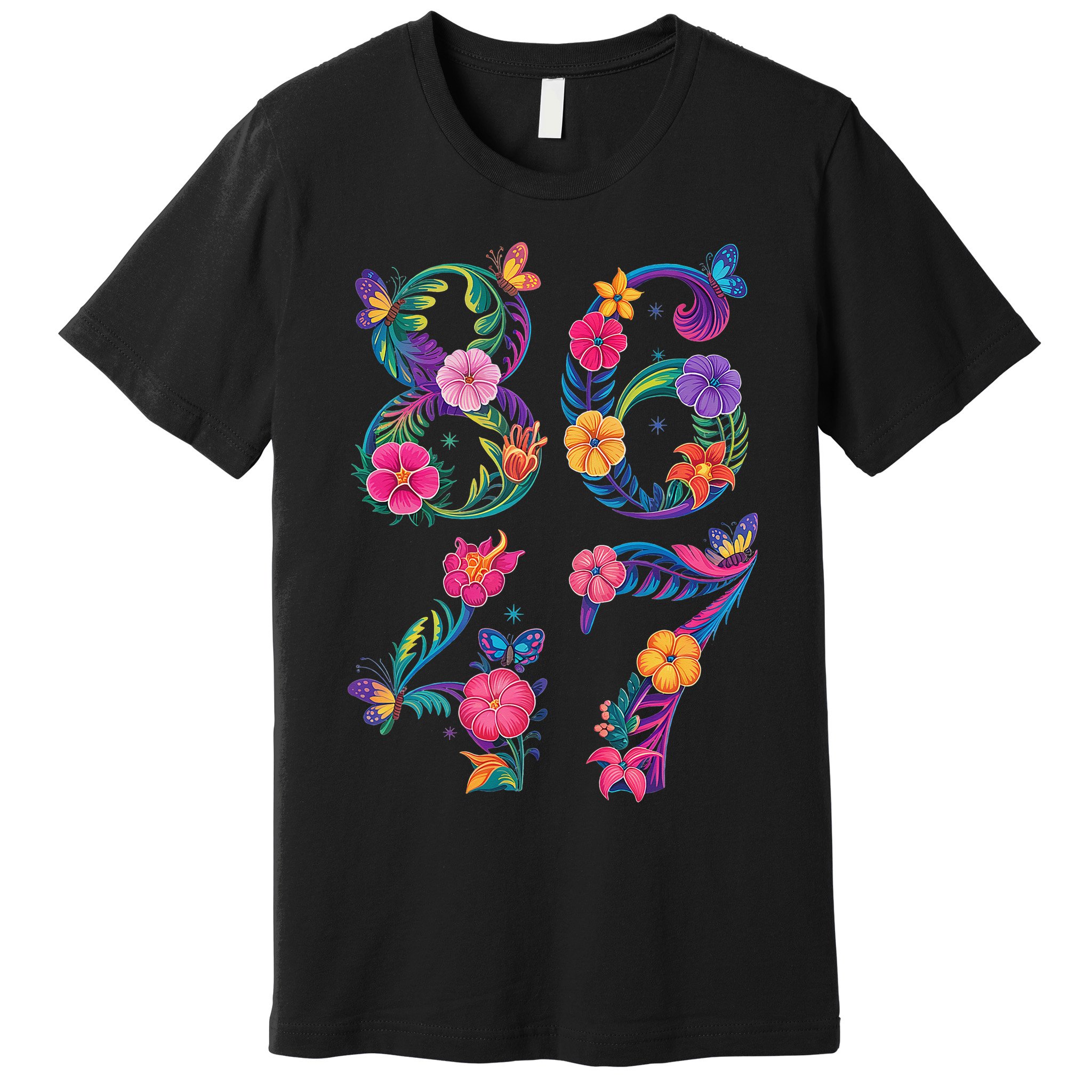8647 Subtle Anti Trump 86 47 Floral Boho Style Premium T-Shirt