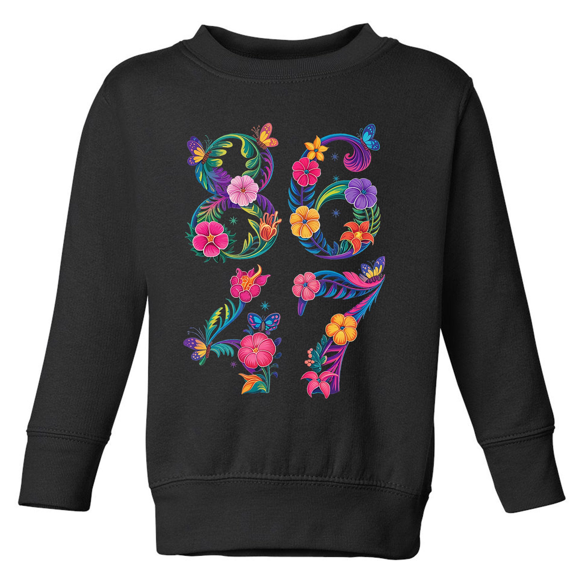 8647 Subtle Anti Trump 86 47 Floral Boho Style Toddler Sweatshirt