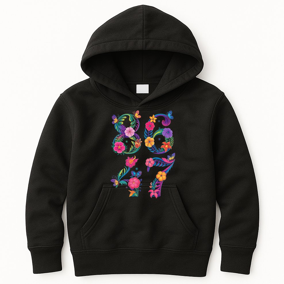 8647 Subtle Anti Trump 86 47 Floral Boho Style Kids Hoodie