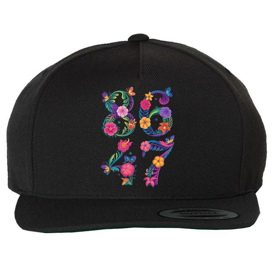 8647 Subtle Anti Trump 86 47 Floral Boho Style Wool Snapback Cap