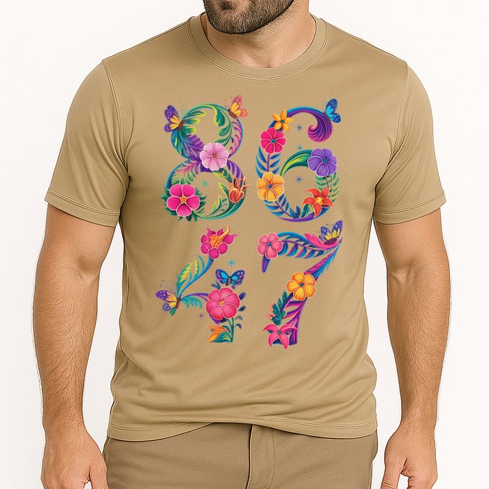 8647 Subtle Anti Trump 86 47 Floral Boho Style Cooling Performance Crew T-Shirt
