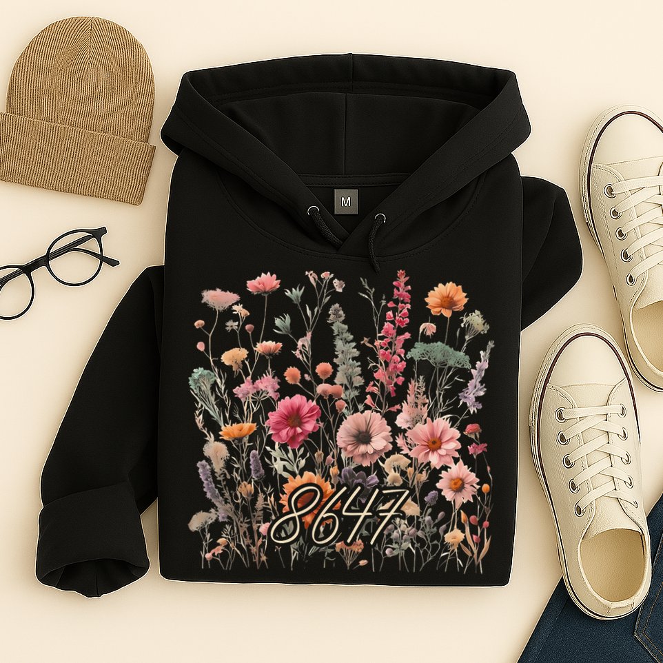 8647 Subtle Anti Trump 86 47 Floral Boho Style Hoodie