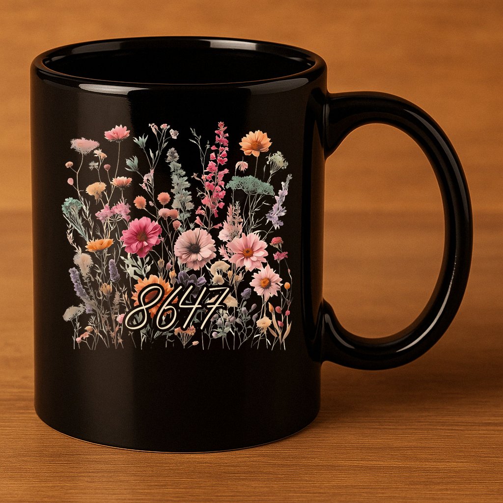 8647 Subtle Anti Trump 86 47 Floral Boho Style 11oz C Handle Ceramic Mug
