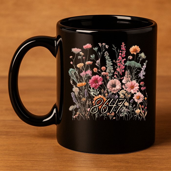 8647 Subtle Anti Trump 86 47 Floral Boho Style 11oz C Handle Ceramic Mug