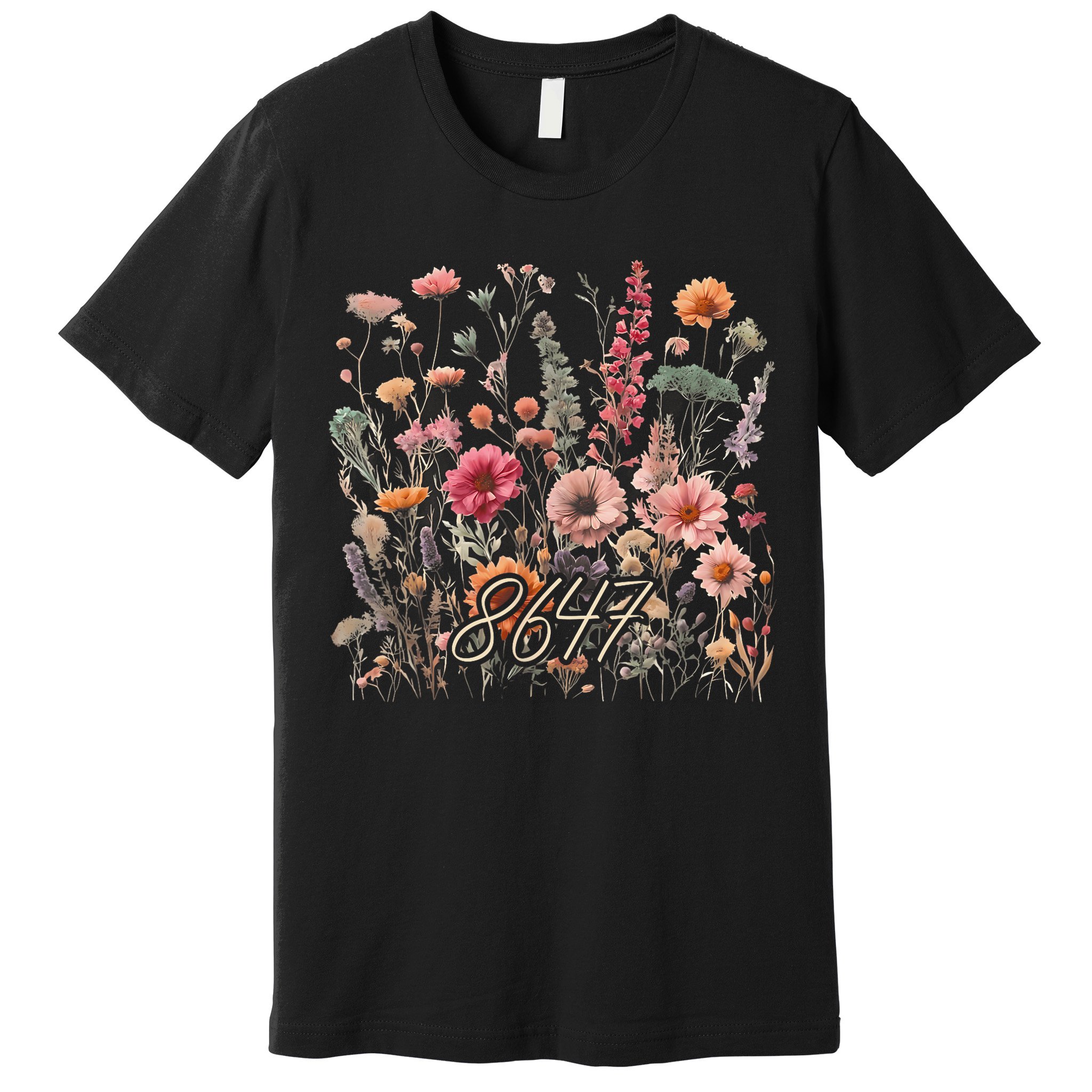 8647 Subtle Anti Trump 86 47 Floral Boho Style Premium T-Shirt