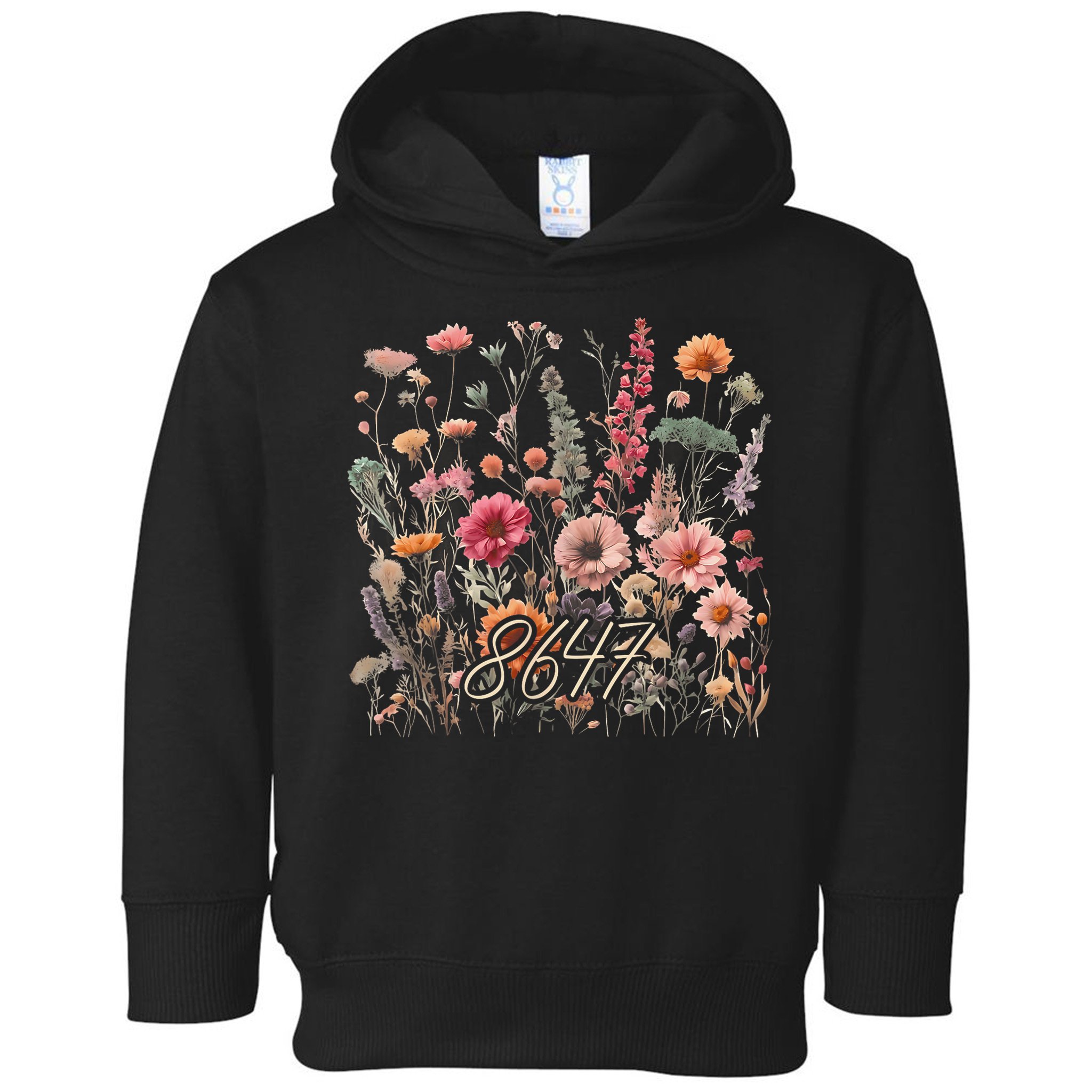 8647 Subtle Anti Trump 86 47 Floral Boho Style Toddler Hoodie