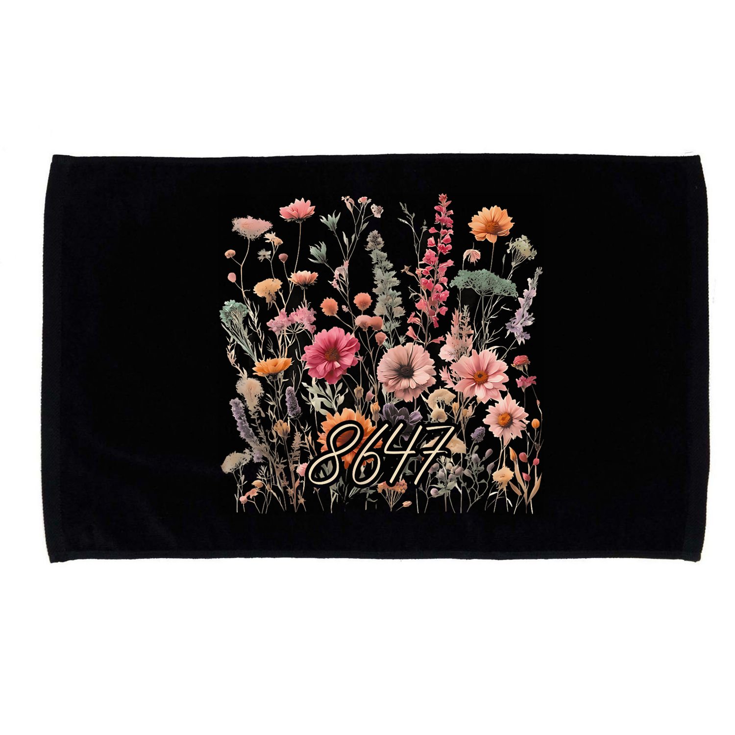 8647 Subtle Anti Trump 86 47 Floral Boho Style Microfiber Hand Towel