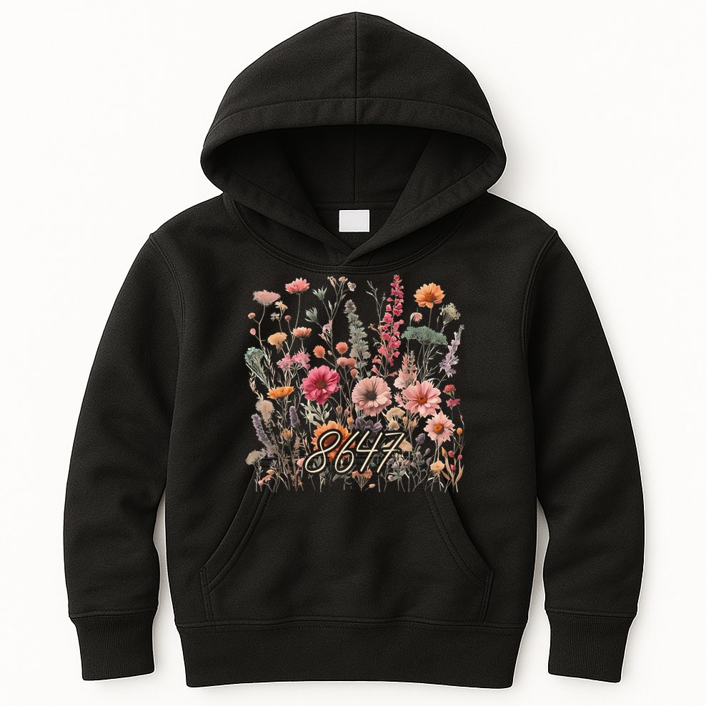 8647 Subtle Anti Trump 86 47 Floral Boho Style Kids Hoodie