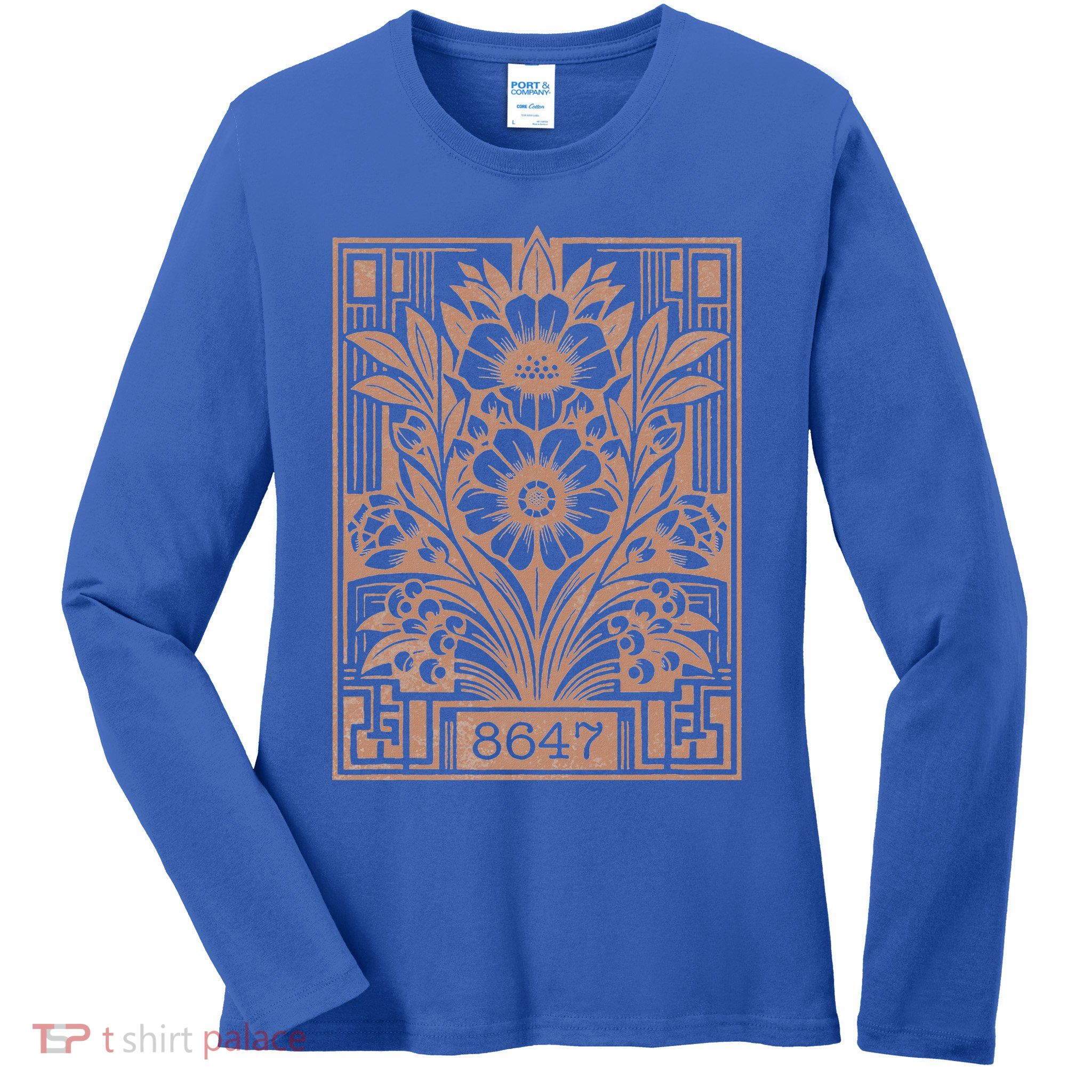 8647 Subtle Anti Trump Anti Maga 86 47 Floral Ladies Long Sleeve Shirt