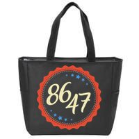 8647 Subtle Anti Funy 86 47 Retro Boho Style Zip Tote Bag