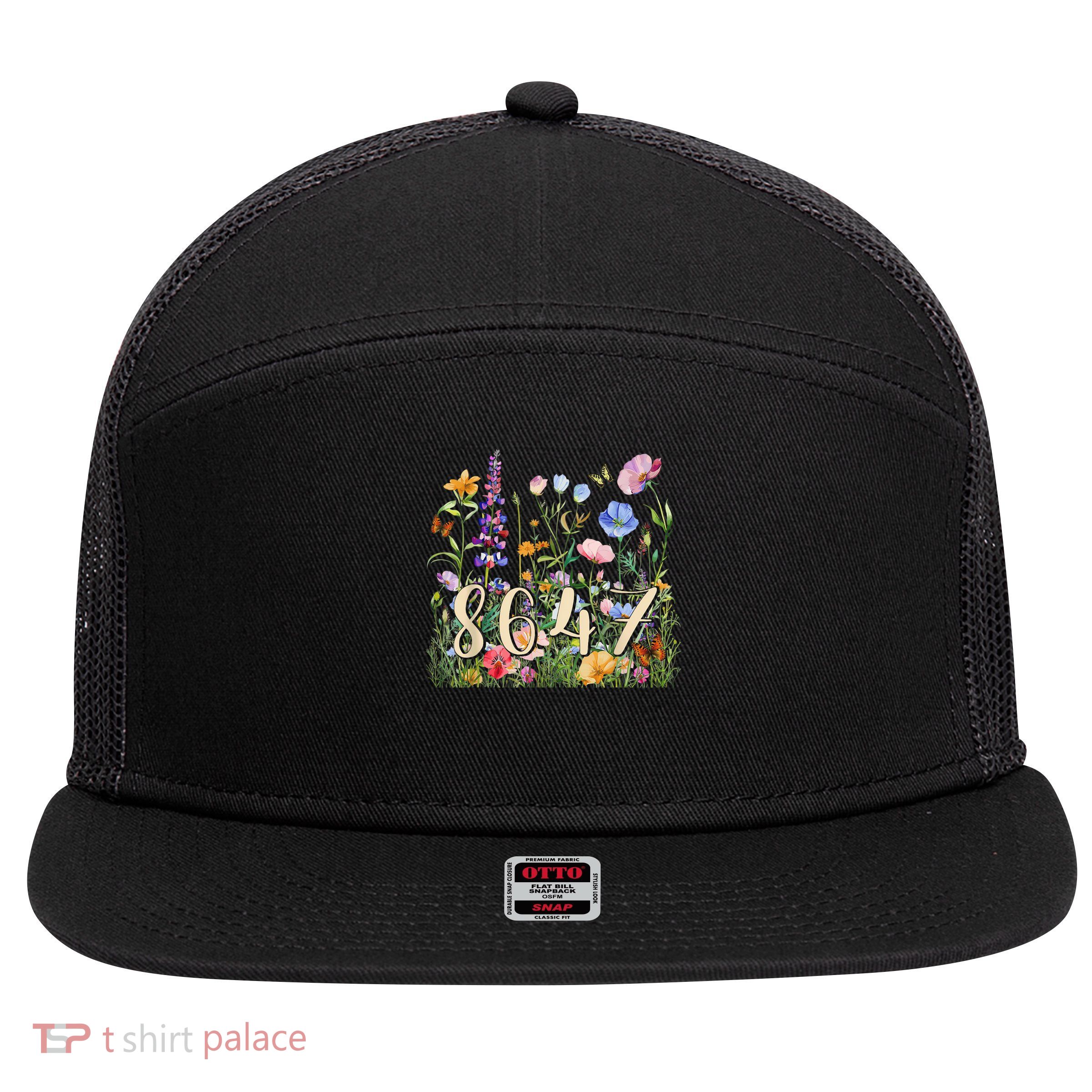 8647 Subtle Funny Anti 45 47 Floral Boho Style 7 Panel Mesh Trucker Snapback Hat