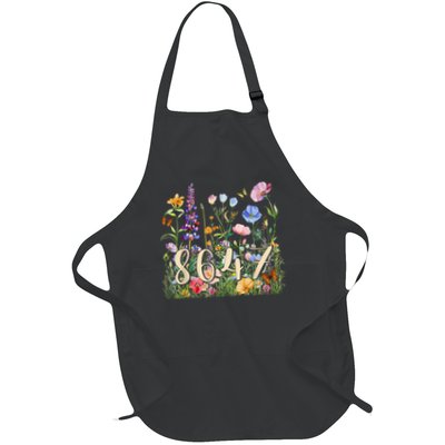 8647 Subtle Funny Anti 45 47 Floral Boho Style Full-Length Apron With Pockets