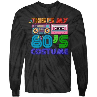 80s Styles Halloween 1980s This Is My 80s Costume Tie-Dye Long Sleeve Shirt