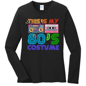 80s Styles Halloween 1980s This Is My 80s Costume Ladies Long Sleeve Shirt