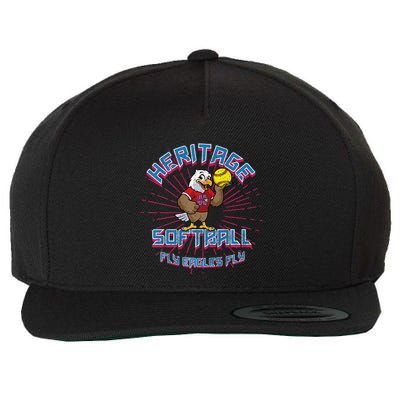80s Style Heritage Softball Vintage Eagle Mascot Premium Wool Snapback Cap