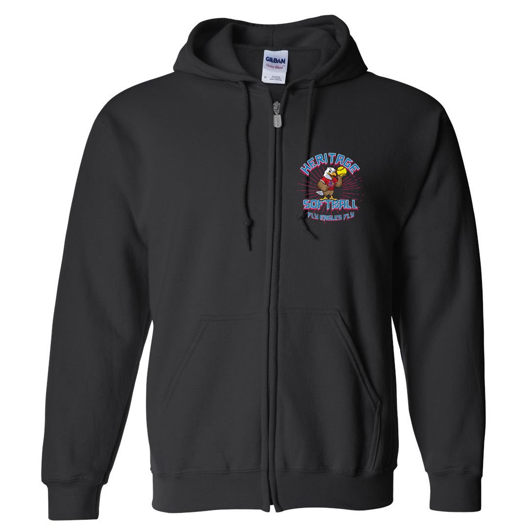 80s Style Heritage Softball Vintage Eagle Mascot Premium Full Zip Hoodie