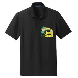 80s Style Lucky The Leprechaun Rainbow Logo Dry Zone Grid Polo