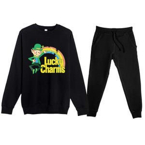 80s Style Lucky The Leprechaun Rainbow Logo Premium Crewneck Sweatsuit Set