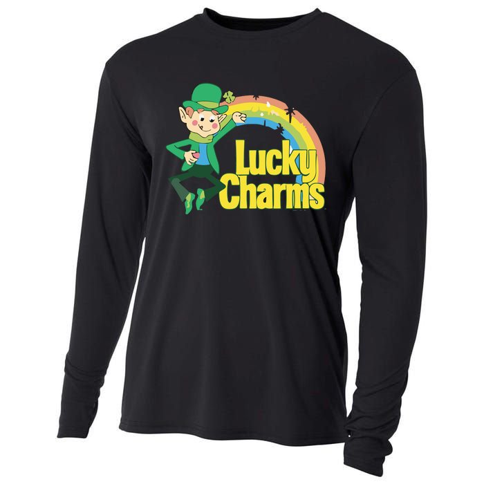 80s Style Lucky The Leprechaun Rainbow Logo Cooling Performance Long Sleeve Crew