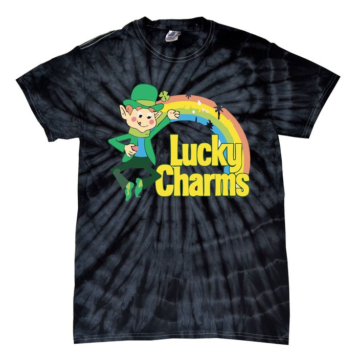 80s Style Lucky The Leprechaun Rainbow Logo Tie-Dye T-Shirt