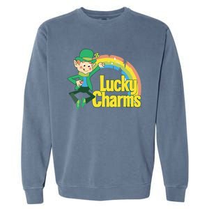 80s Style Lucky The Leprechaun Rainbow Logo Garment-Dyed Sweatshirt