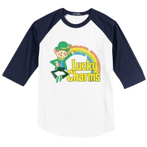 80s Style Lucky The Leprechaun Rainbow Logo Baseball Sleeve Shirt