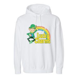 80s Style Lucky The Leprechaun Rainbow Logo Garment-Dyed Fleece Hoodie