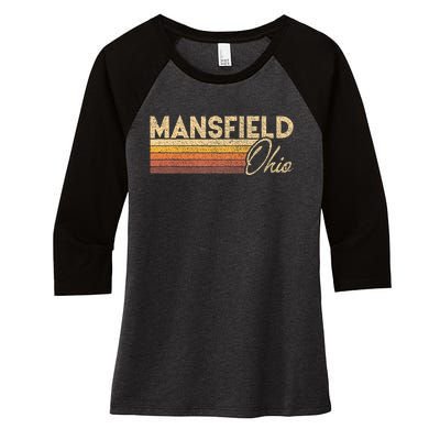 80s Style Mansfield Ohio Women's Tri-Blend 3/4-Sleeve Raglan Shirt