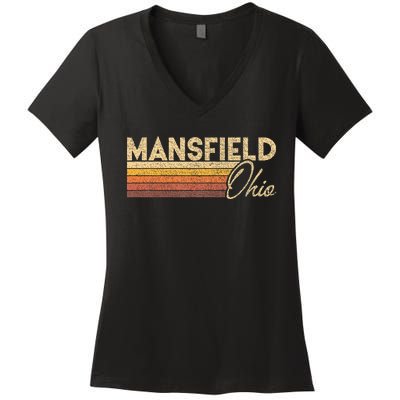 80s Style Mansfield Ohio Women's V-Neck T-Shirt