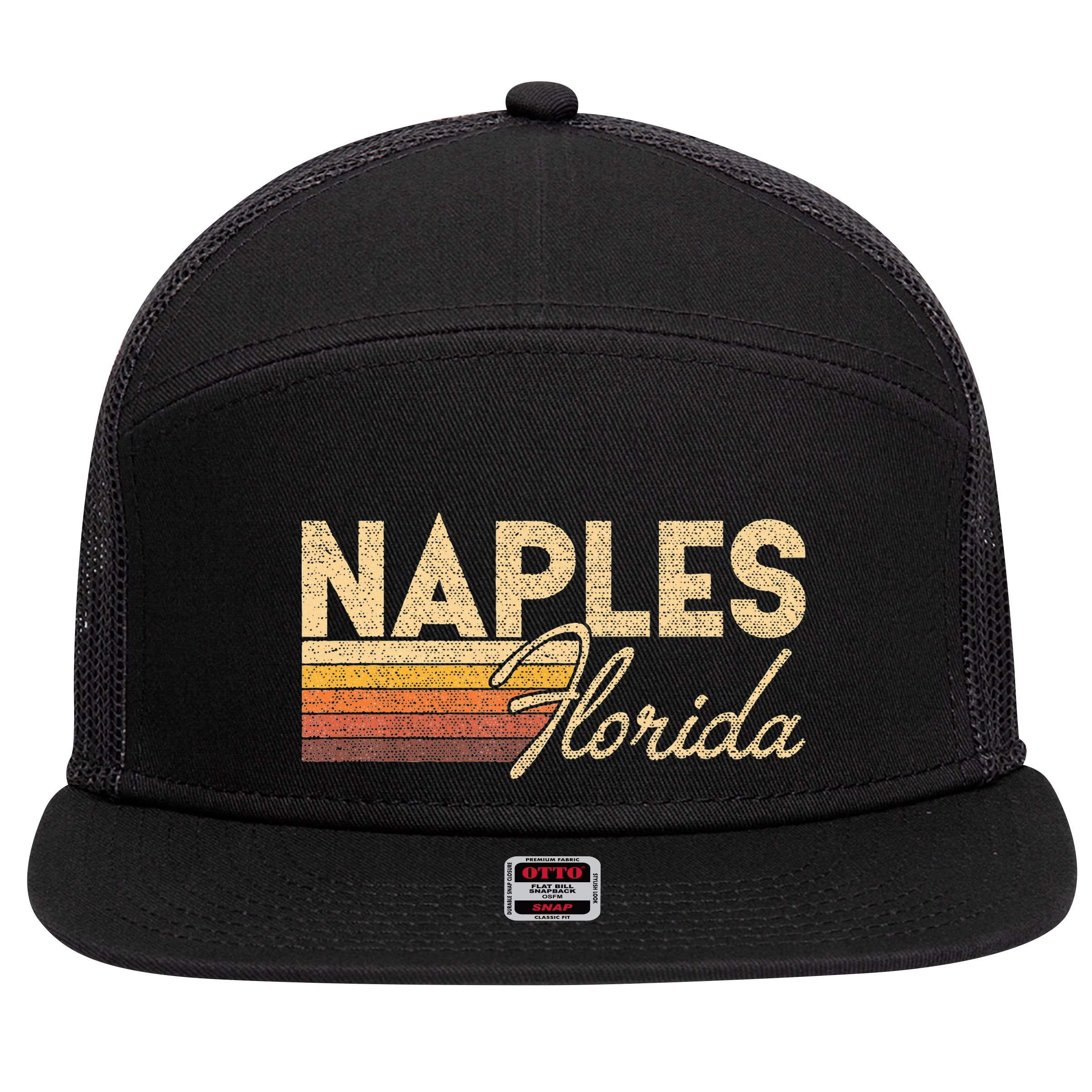 80s Style Naples Florida 7 Panel Mesh Trucker Snapback Hat