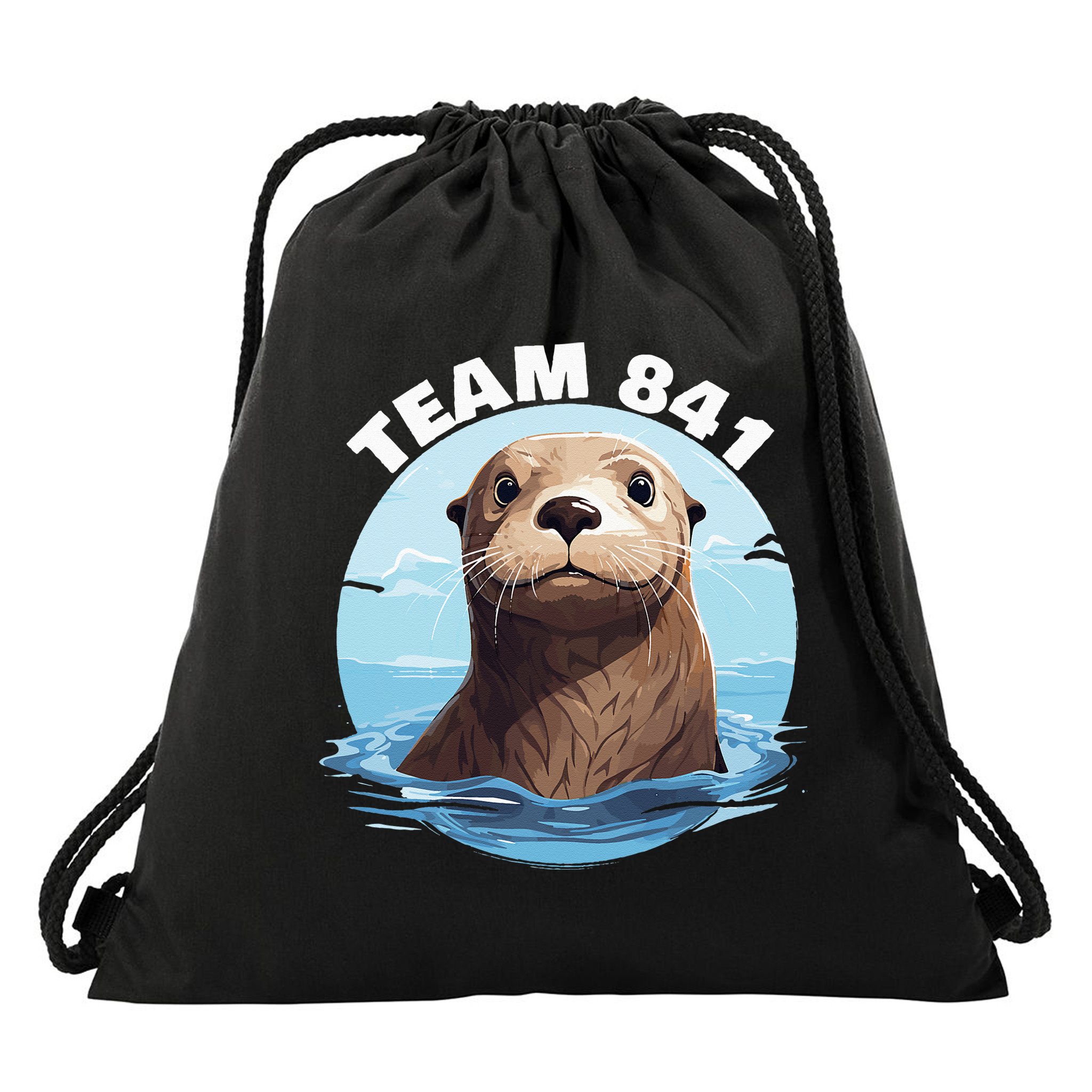 841 Surfing Otter 841 Otter Team 841 California Otter 841 Drawstring Bag