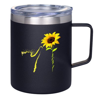 8647 Subtle Political Statement 86 47 Cat Sunflower 12oz Stainless Steel Coffee Mug