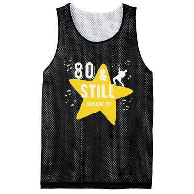 80 & Still Rockin It! Fun Milestone Design Mesh Reversible Basketball Jersey Tank