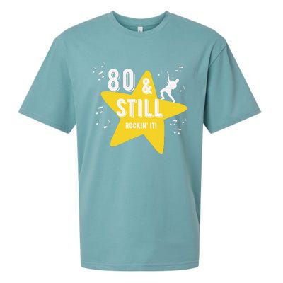 80 & Still Rockin It! Fun Milestone Design Sueded Cloud Jersey T-Shirt